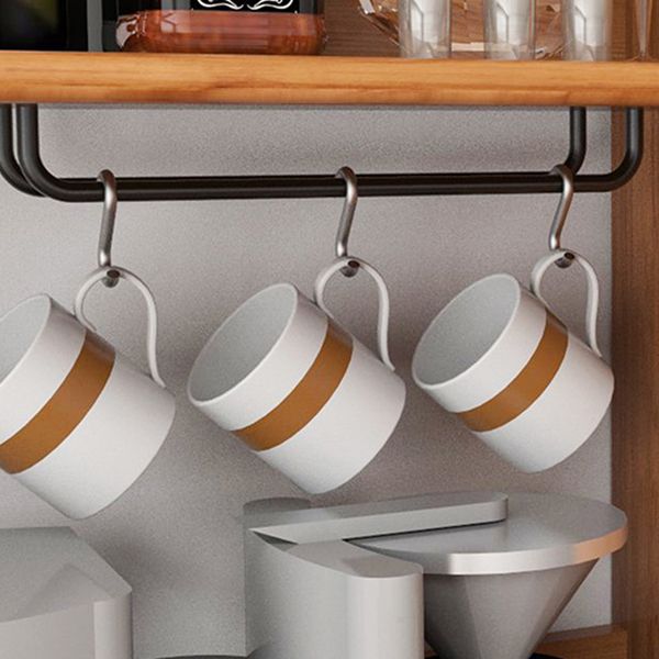 Pine Wood Buffet Table 3 Drawer 4 Glass Doors Simple Style Cupboard for Kitchen