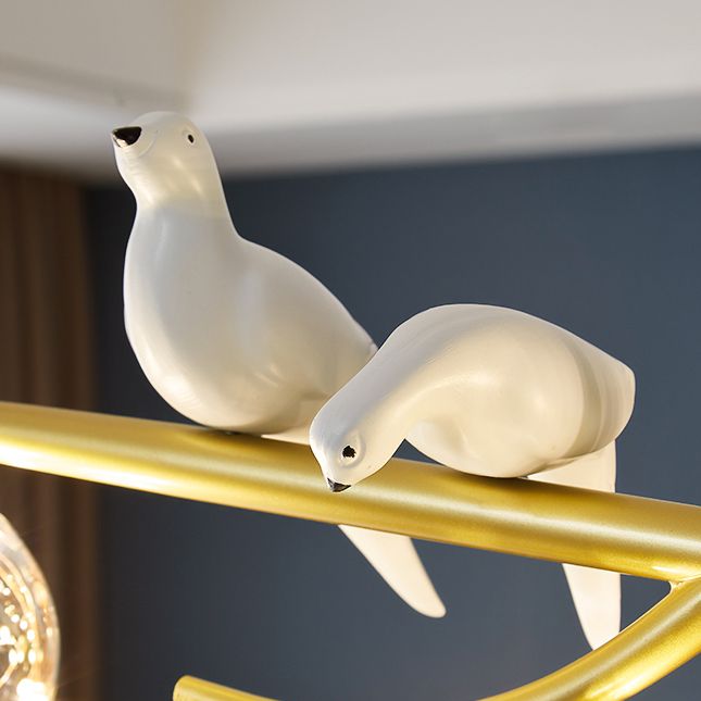 4 Light Sphere Island Light Fixture Contemporary Glass Island Chandelier in Gold