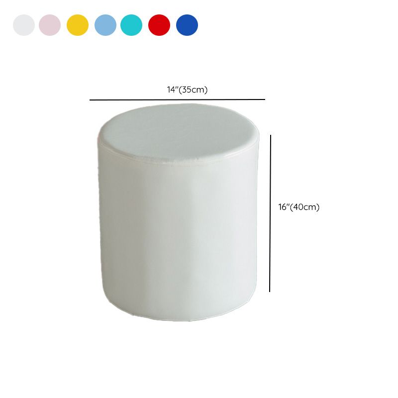 Modern Pouf Ottoman PU Leather Upholstered Solid Color Cylinder Shape Ottoman
