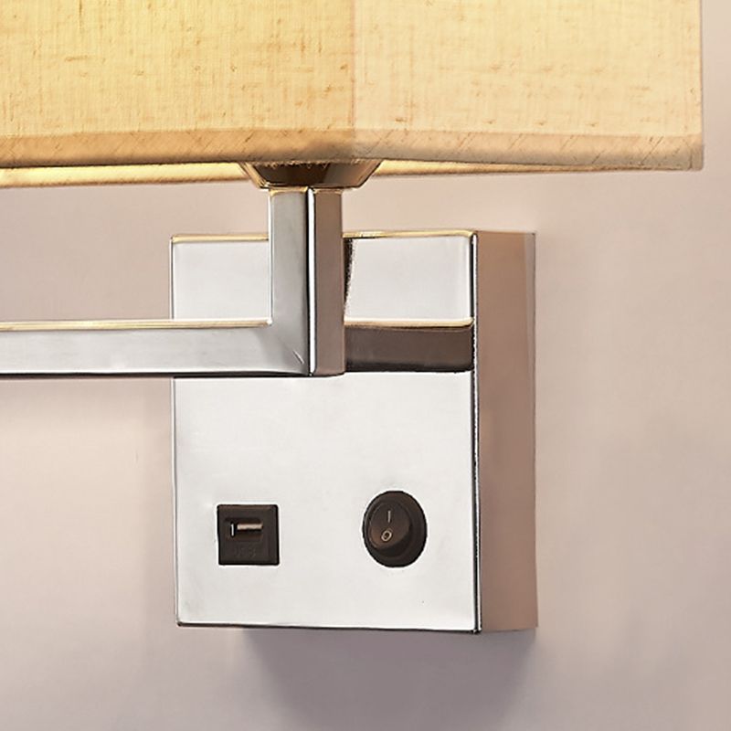 Modernism Sliver Metal Wall Light Fabric Shaded Lighting for Room