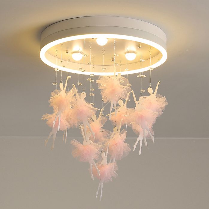 Led Ceiling Light Pink Round Acrylic Close to Ceiling Light for Kid Room