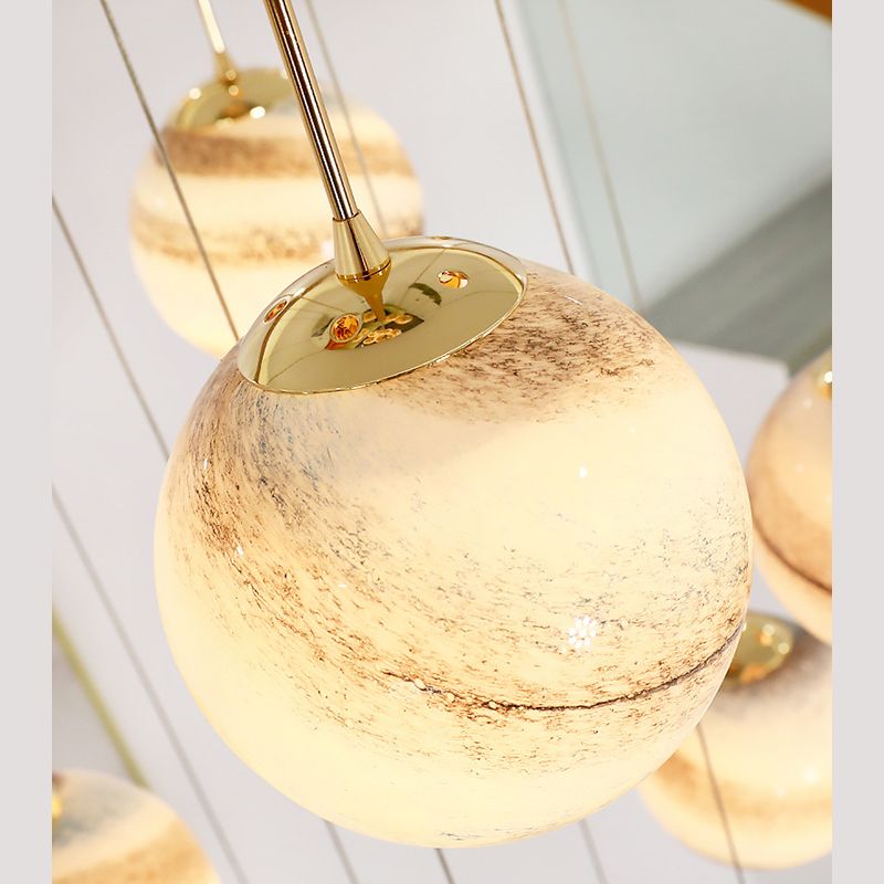 Noordse stijl planeet meerdere lichte hanger vlek glas 12-head trap hangend licht
