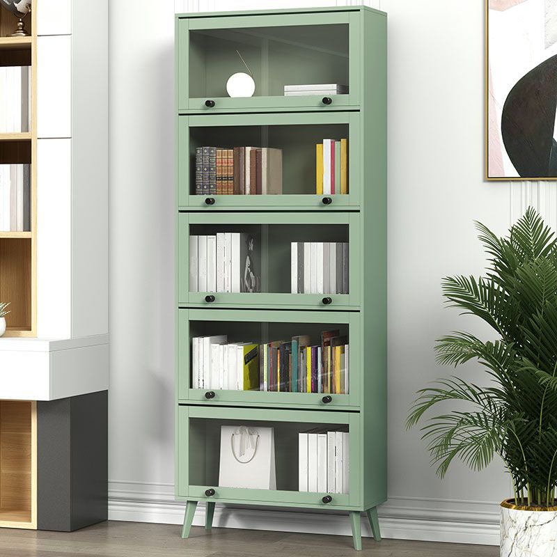 Modern Style Bookcase Closed Back Bookshelf with Glass Door for Home Office