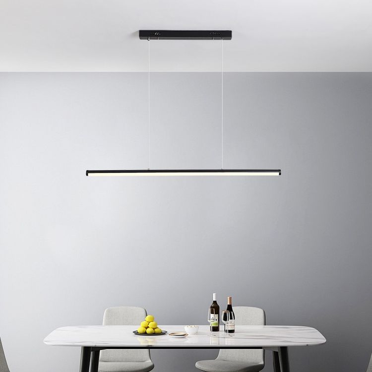 Linear Shape Island Pendant Contemporary Style Metal 1 Light Island Pendant Light in Black