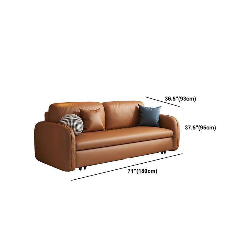37.4" H Contemporary Faux Leather Square Arm Sofa Bed for Living Room