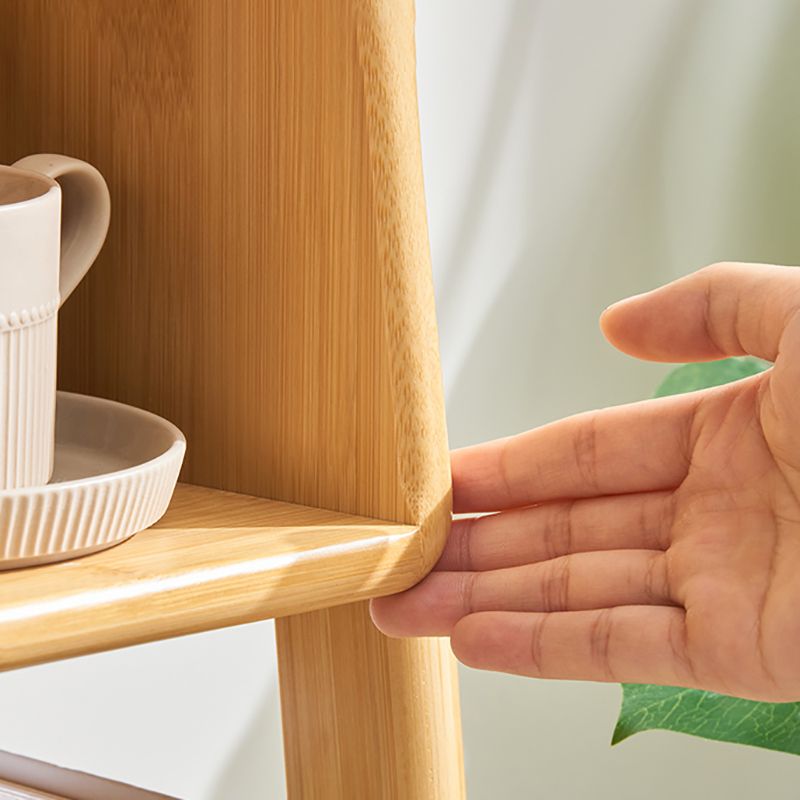 Contemporary Closed Back Bamboo Bookshelf Vertical Bookcase with Shelves