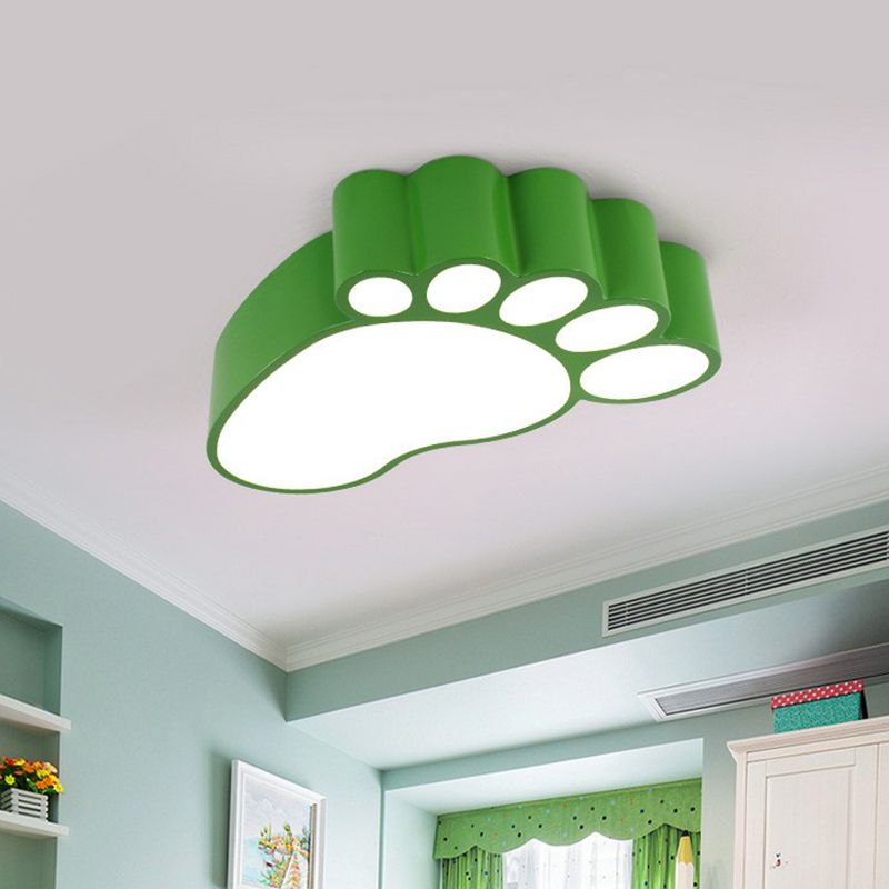 Childrens Feet Shaped Flush Mount Metallic Bedroom LED Flush Ceiling Light Fixture