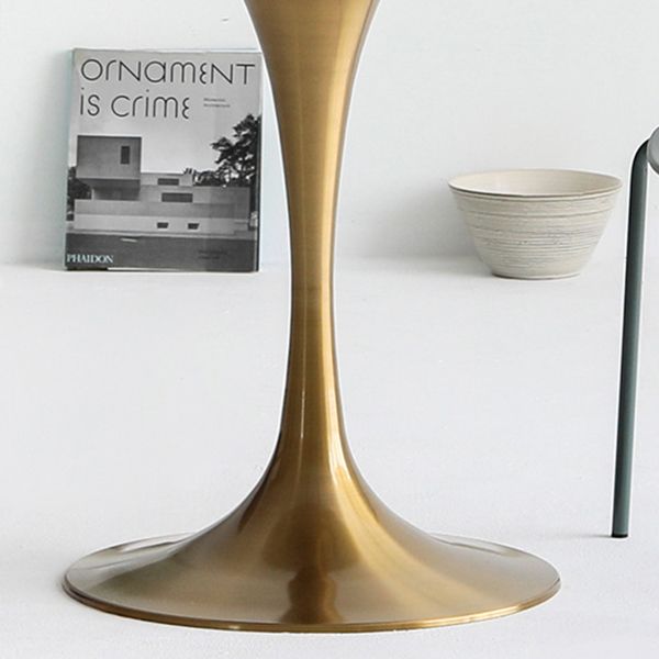 Metal Modern Round Dining Table Marble Top Indoor Table with Tulip Base