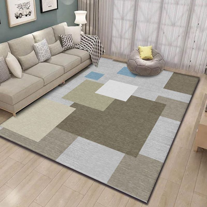 Contemporary Area Rug Modern Geometric Rug Polyester Washable Area Carpet for Living Room
