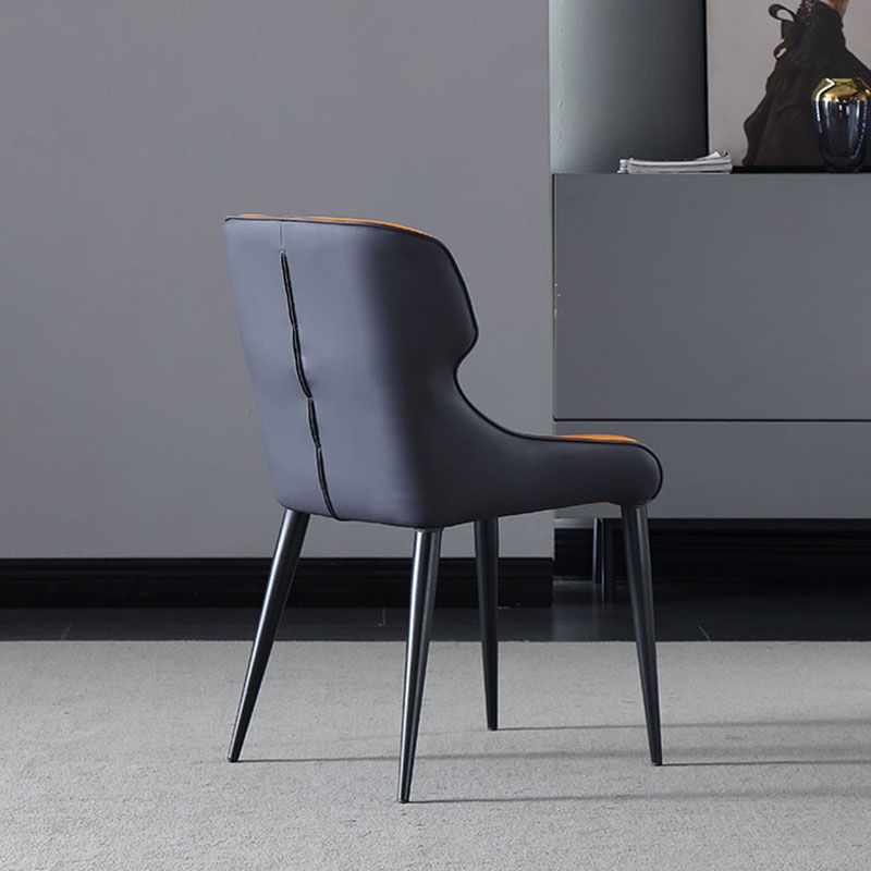 Industrial Wingback Parsons Side Chairs Leather Dining Side Chair