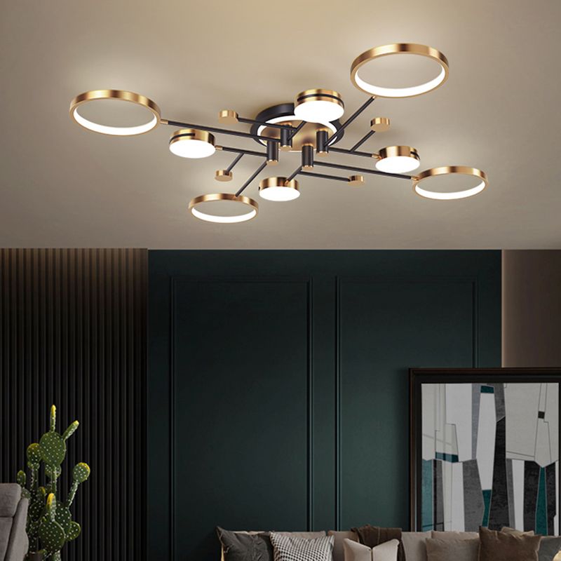 New Modern Metal Flush Light Sputnik Semi Flush Ceiling Light Fixtures for Living Room