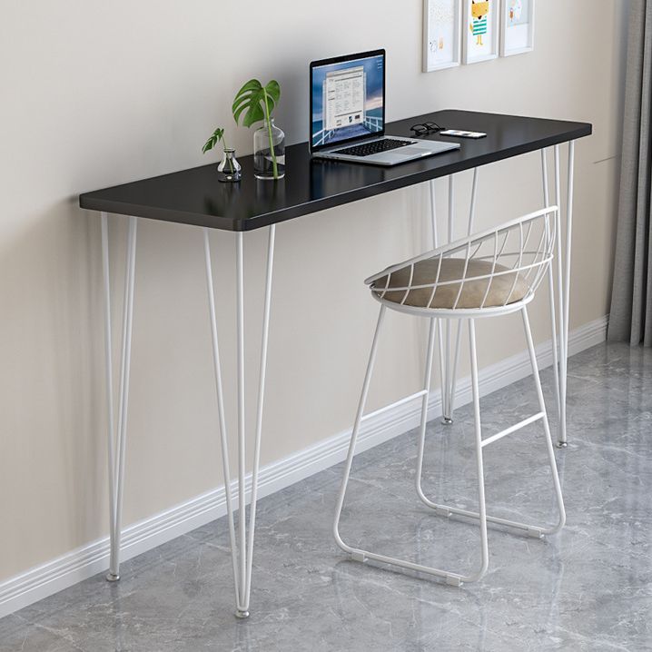 Polished Finish Wood Top Bar Table Glam Style Metal Frame Pub Table