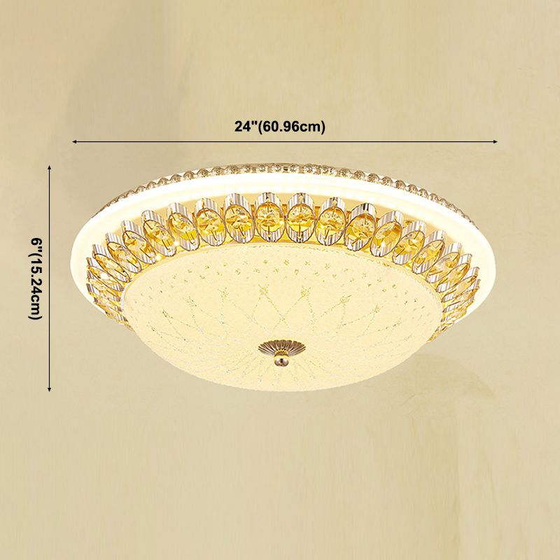 1 Légère lumière Flush Light Contemporary Clear Crystal Bedroom Flush Ceiling Lamp
