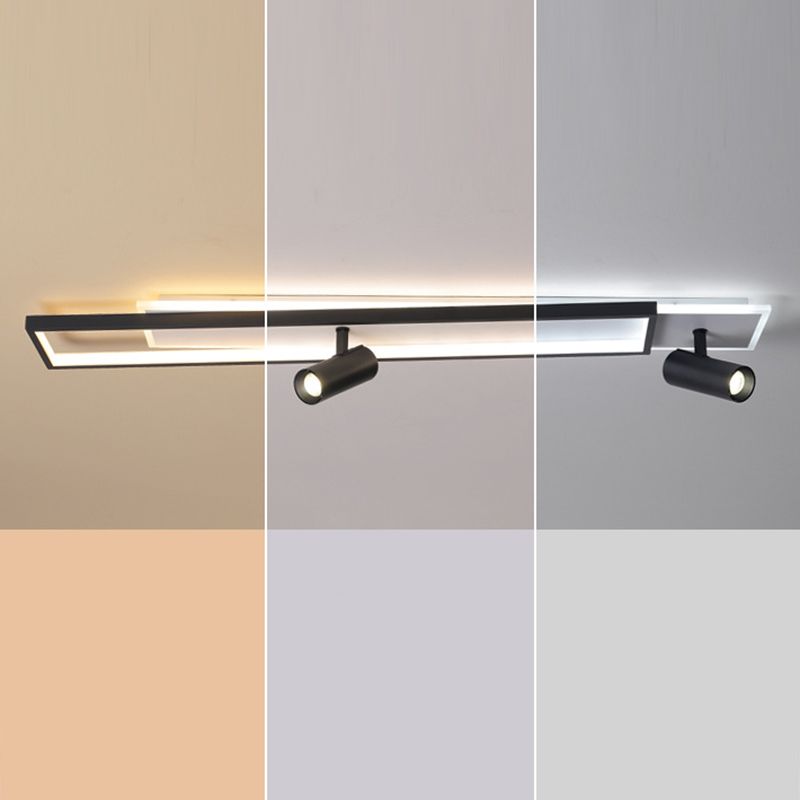 Nouveau Luminaire de plafond de salon linéaire de lumière affleurante de LED de fer moderne avec 2 projecteurs