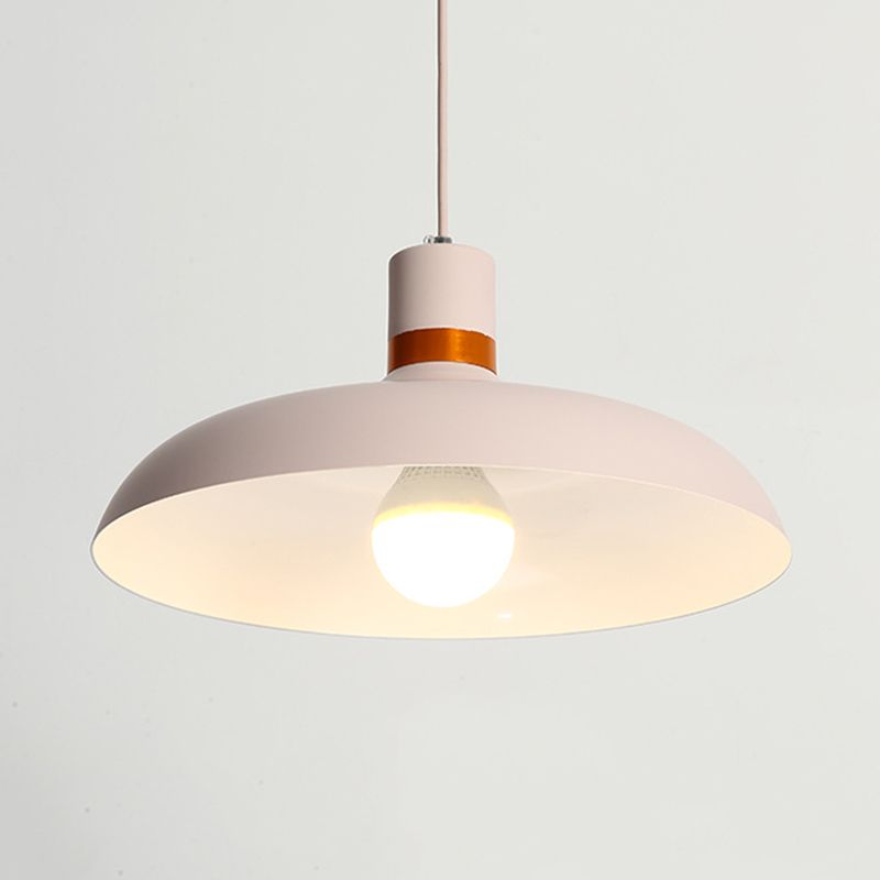 Aluminum Barn Pendant Light Kit Minimalist 1-Light Pink Hanging Lamp over Dining Table