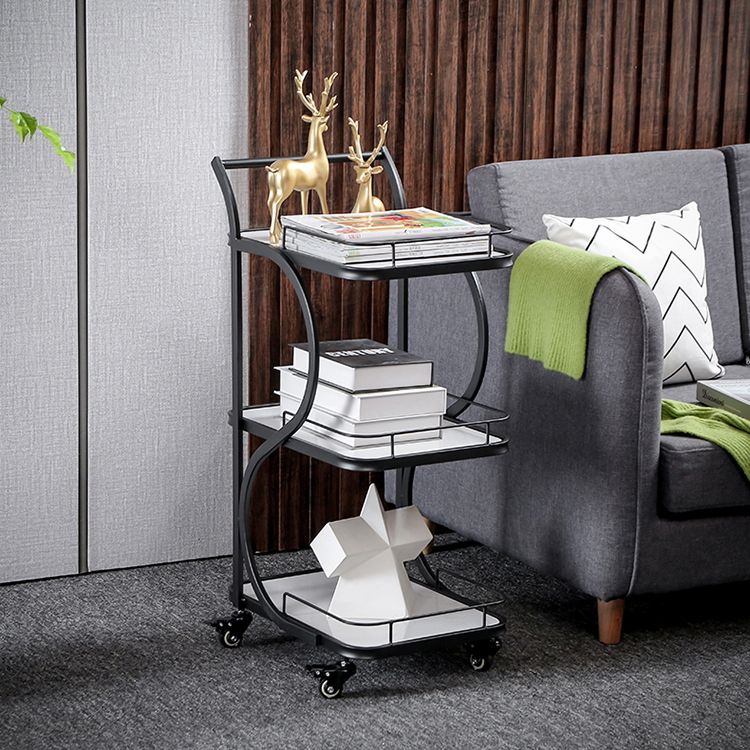 Modern Rolling Prep Table Rectangular Metal Prep Table for Home Use