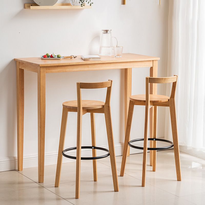 Modern Rectangle Bar Table Solid Wood Counter Height Bar Dining Table with 4 Legs