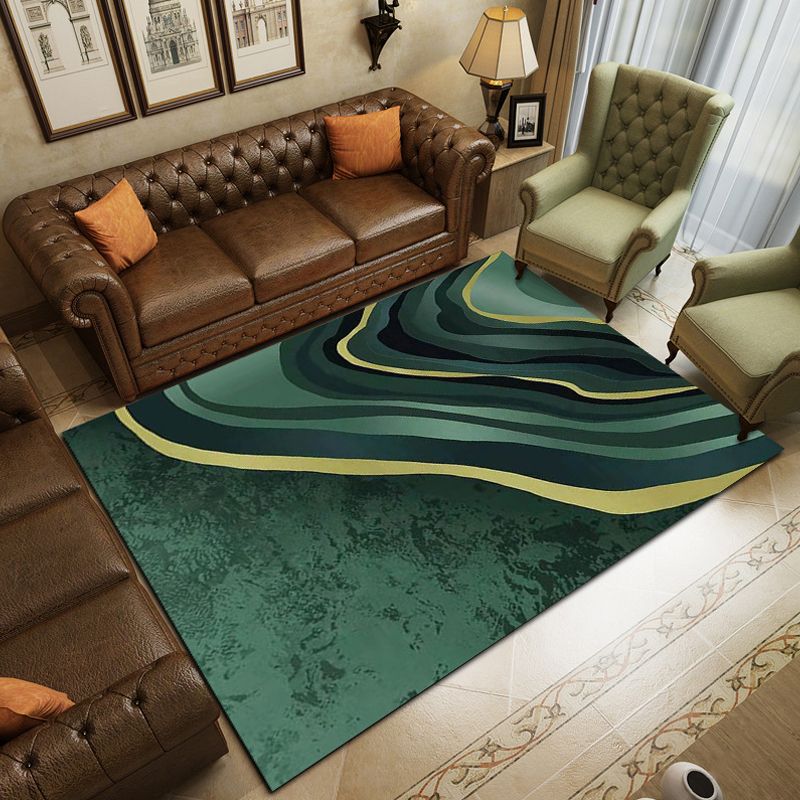 Gold Modern Rug Polyester Circle Rug Non-Slip Backing Rug for Home Decor