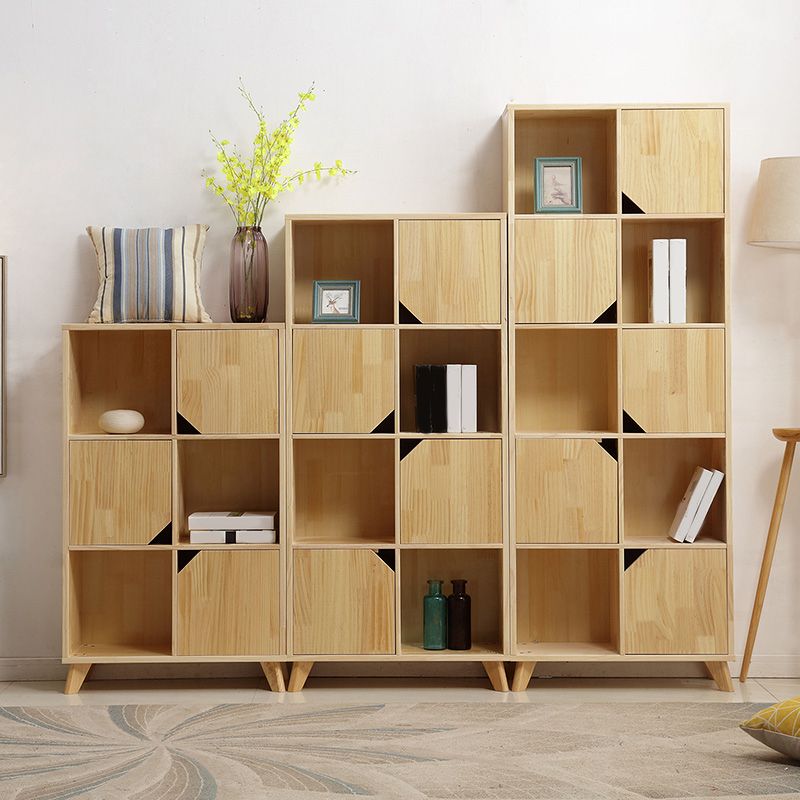 Wooden Closed Back Bookcase Standard Natural Bookshelf with Shelves