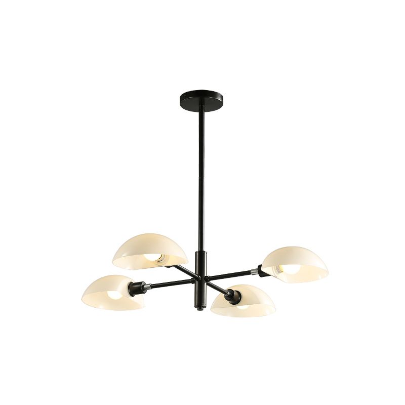 1/2 Tiers Chandelier Lamp Spoon Shade Nordic Simple Style Metal 4/6/8 Lights Hanging Ceiling Light with Black/Gold Rod