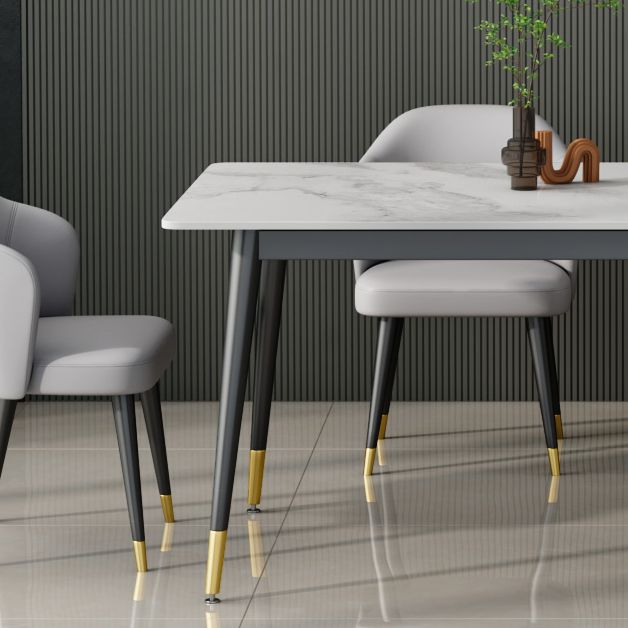 Glam Sintered Stone Küche Esstisch Weißer Küche Esstisch mit 4 Beinen Basis