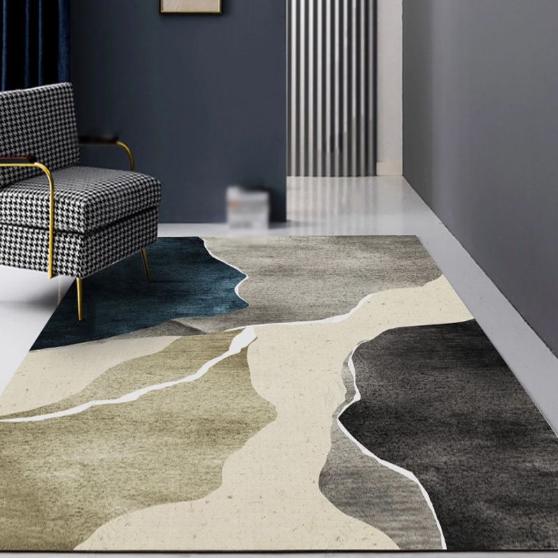 Stilvoller moderner Teppichfarbe Block Polyester Fläche Teppich Flecken widerstandsfähiger Teppich für Wohnkultur