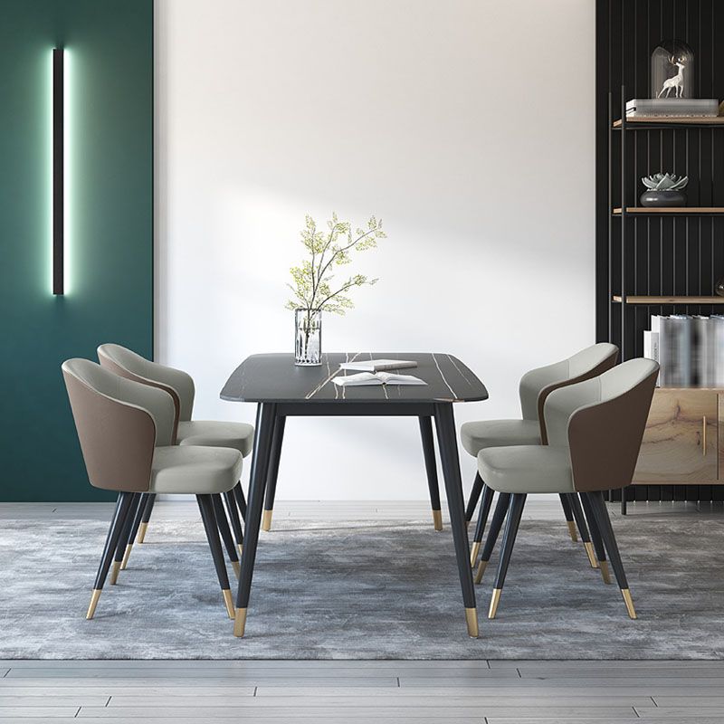 Modern Stone Rectangle Dining Table Home Kitchen Dinner Black Frame Dining Table