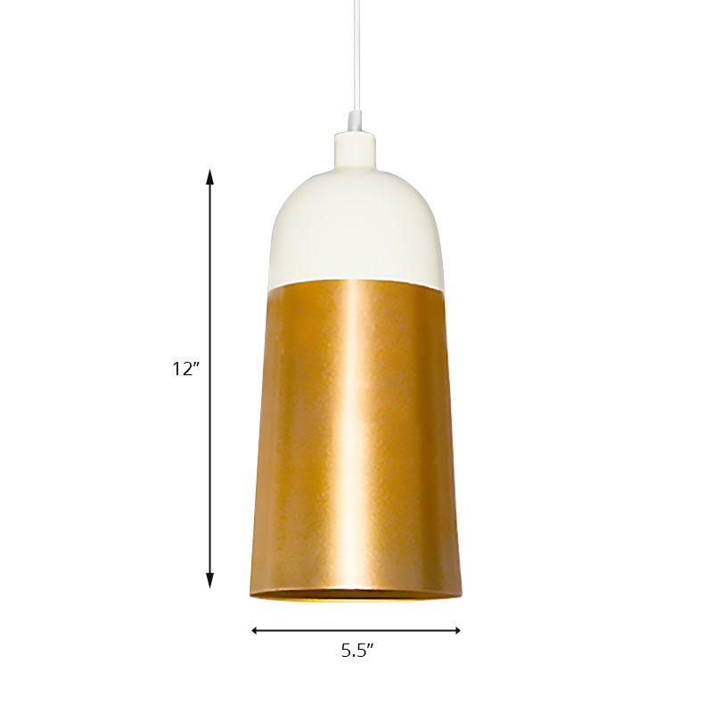 Lámpara colgante de oro moderna con tono de domo 1 cabeza de metal de metal luz colgante para dormitorio