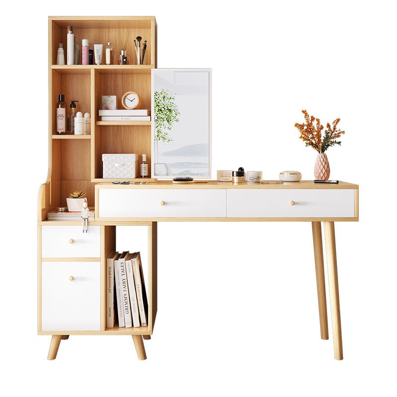 Scandinavian Wood Dressing Table Solid Wood Make-up Vanity with Drawers