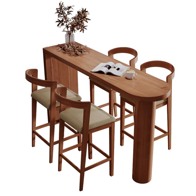 Modern 1/3/5 Pieces Bar Table Set Rubber Wood Counter Table for Living Room