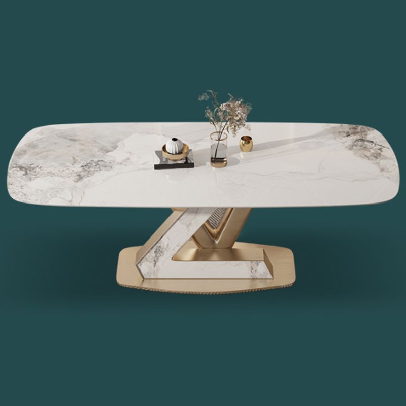 Glam Dining Sintered Stone Table Rectangle Table with Metal Legs for Home