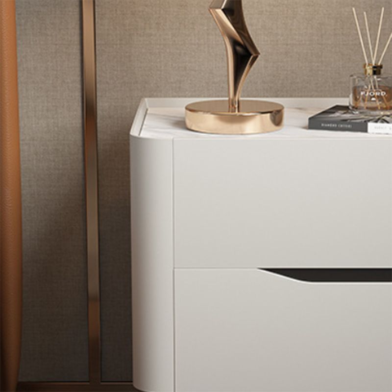 2 - Drawer Contemporary Accent Table Nightstand Antique Finish Bedside Cabinet