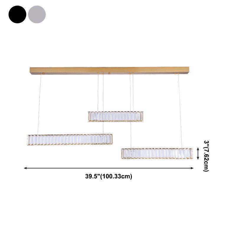 Contemporary Linear LED Ceiling Lamp Fixtures Crystal Island Pendant for Dinning Room