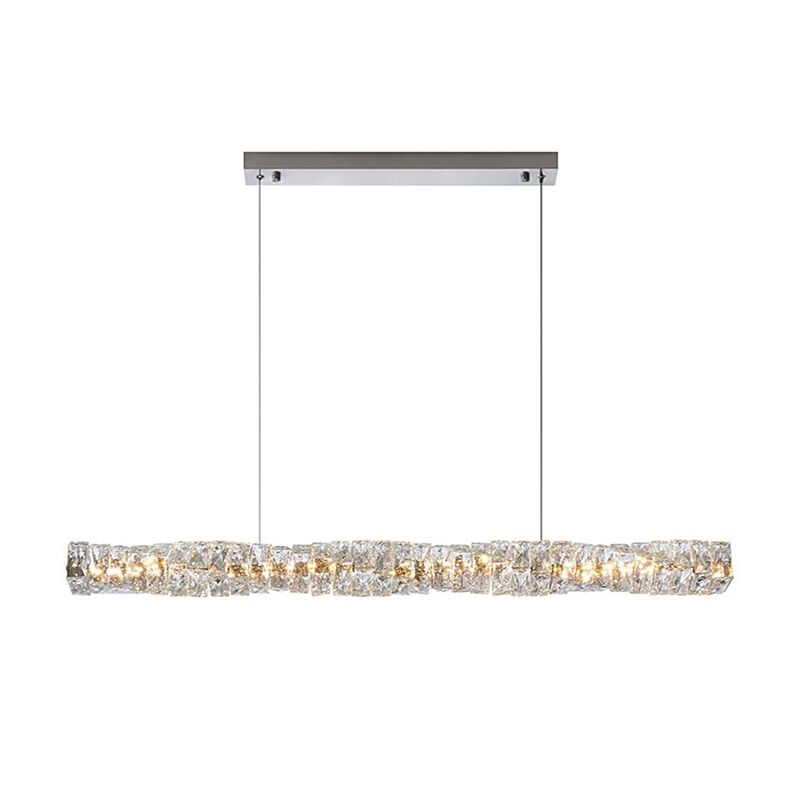 Crystal Island Light Modern LED Island Hanging Light for Dining Room