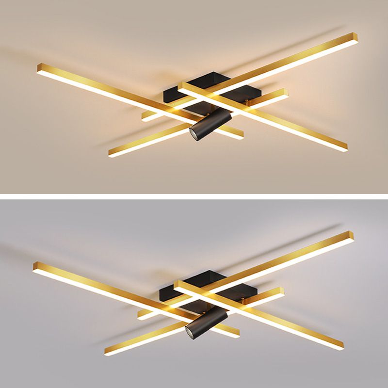 Modern Gold Semi Flush Ceiling Spotlight LED Track Light Fixture for Dinning Room