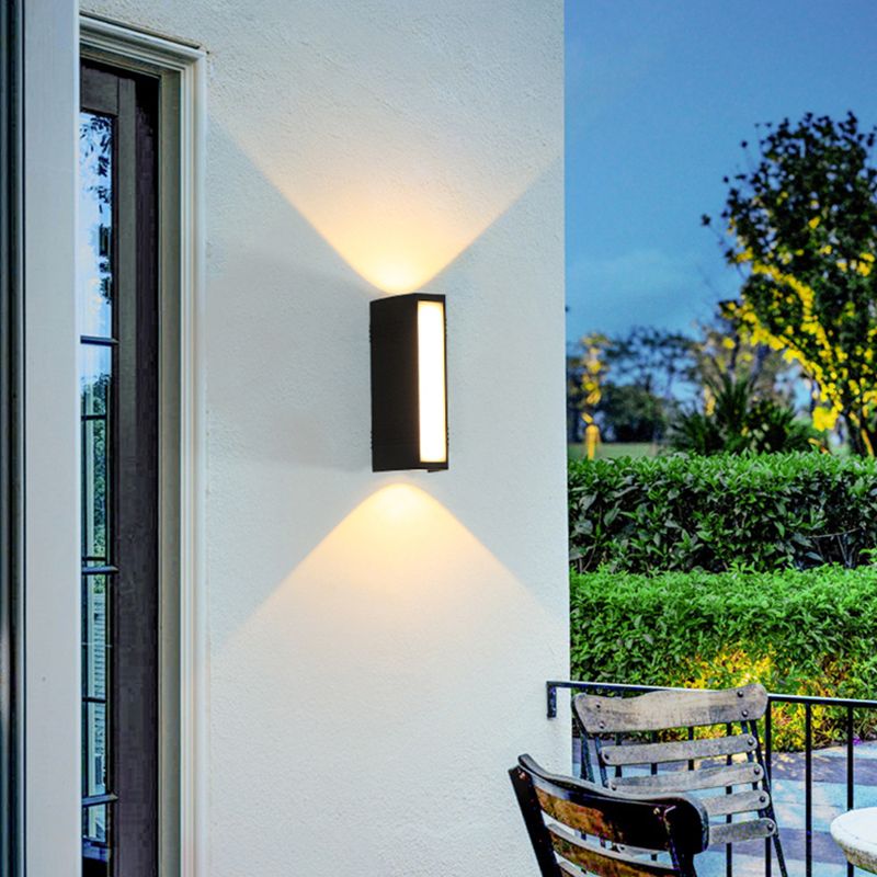 Simple Wall Sconce Rectangle Outdoor Sconce Light Fixture in Black