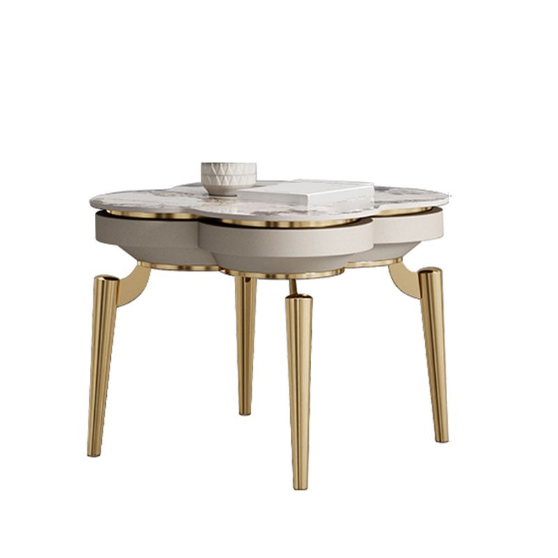 Luxurious Metal Side Table Stone 4 Legs Sofa Side Accent Table