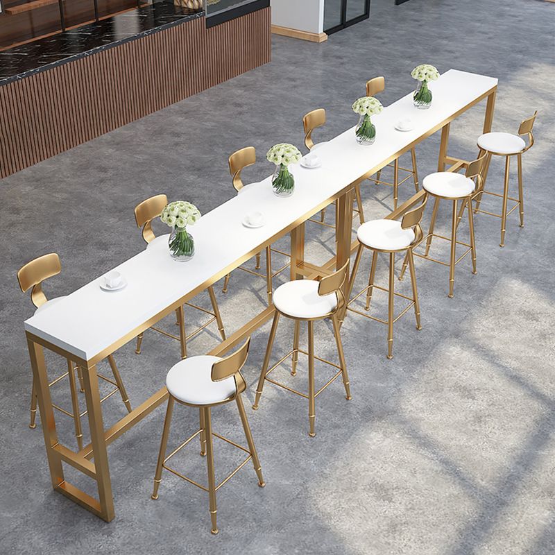 Glam Style Rectangle Bar Table Pine Solid Wood Bar Height Table with Footrest