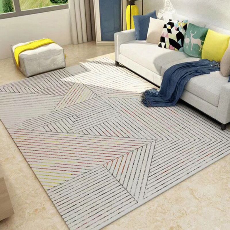 Nordic Living Room Rug Multicolor Geometric Print Area Carpet Synthetics Pet Friendly Easy Care Rug