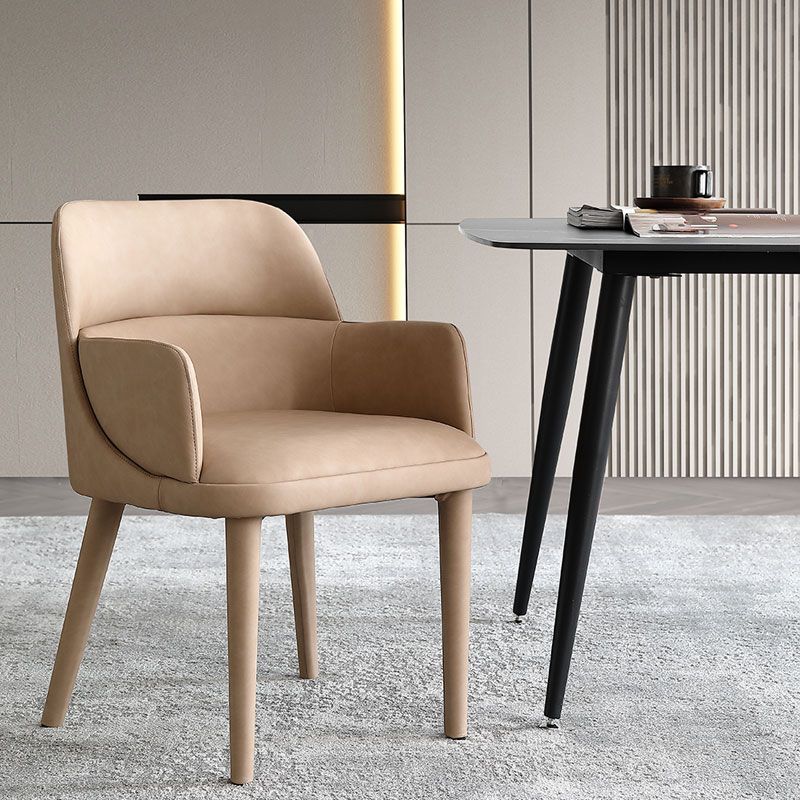 Modern Leather Dining Chair 32"H Parsons Chair with Metal Legs for Restaurant