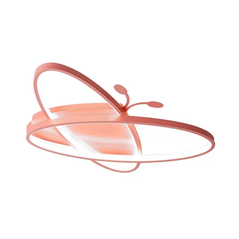 Lámpara de techo de mariposa rosa/azul, luz empotrada LED de hierro estilo infantil para jardín de infantes