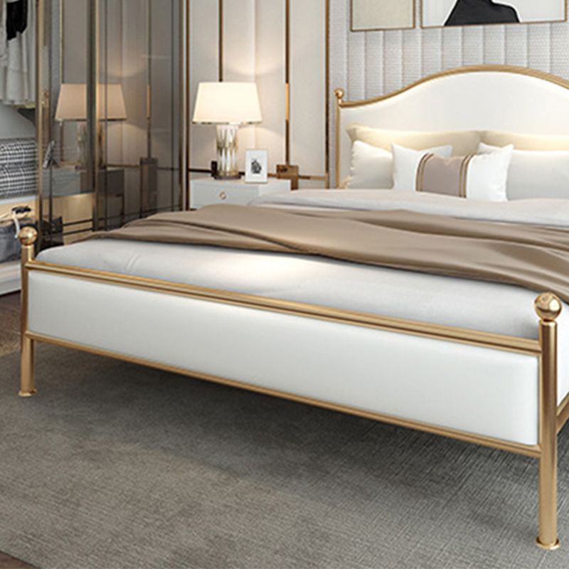 Modern Panel Bed Mattress Included Metal Standard Bed with Custom Gold Legs