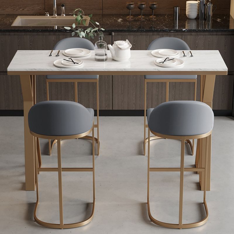 Sintered Stone Top Rectangle Bar Table Luxurious Pub Table with Double Pedestal