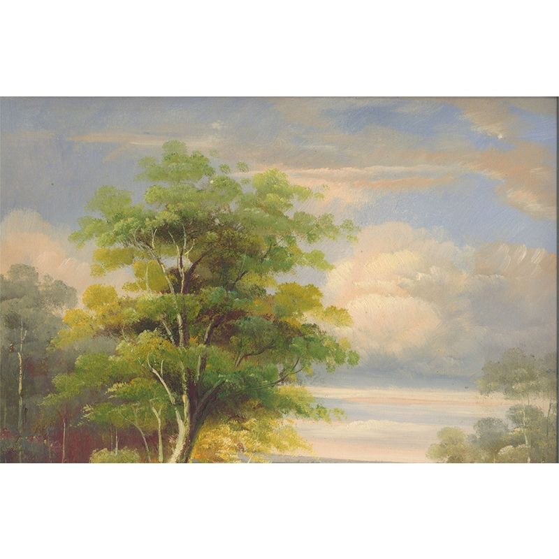 Modern Birch Tree Mural Wallpaper Green-White Living Room Wall Decor, Custom Size