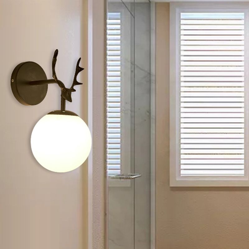 1 Light Spherical Wall Sconce Modern Style Glass Wall Lighting for Bedroom