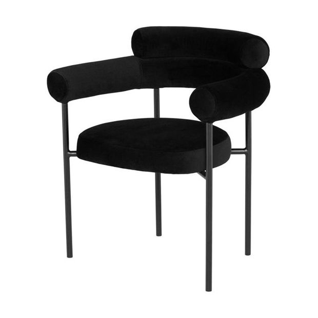Nordic Style Upholstered Open Arm Dining Chair in Matte Finish