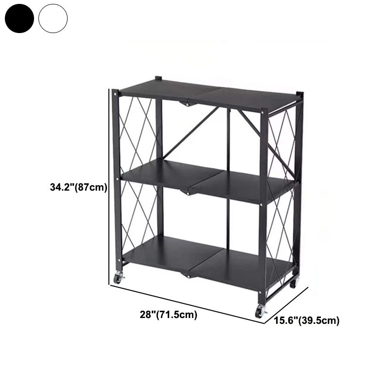 Contemporary Metal Etagere Bookshelf Stackable Open Bookcase with Caster Wheels