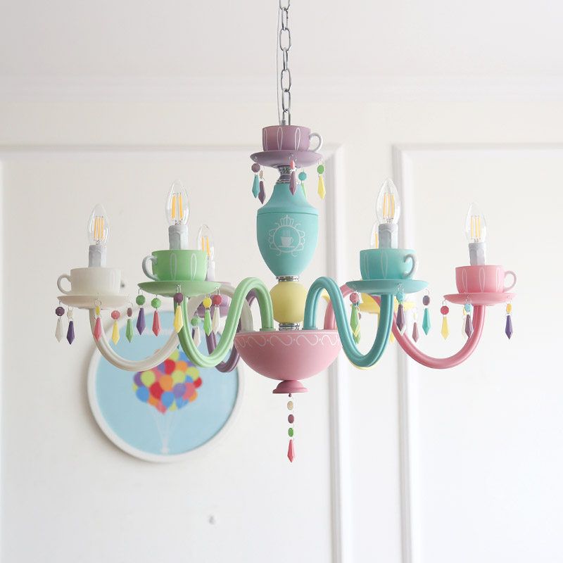 Lustre en macaron multi-tête contemporain luminaires de pendentif en verre métallique pour chambre à coucher pour la chambre à coucher