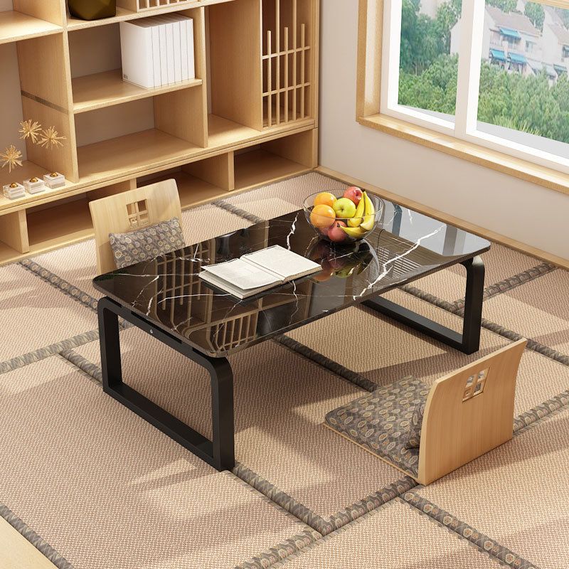 11.8"H Modern Sled Metal Base Square Top Coffee Table for Apartment