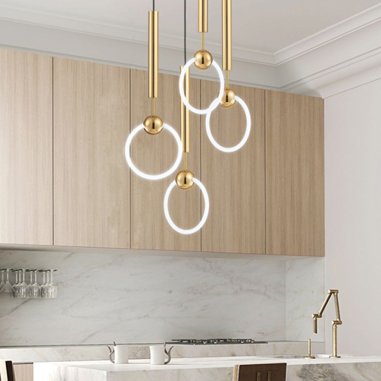 Gold Ring Ceiling Suspension Lamp Simplicity LED Metal Ceiling Pendant Light for Bedroom